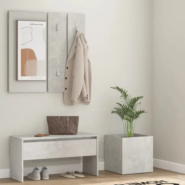 Gossi set de mobilier pentru hol, gri beton, lemn prelucrat