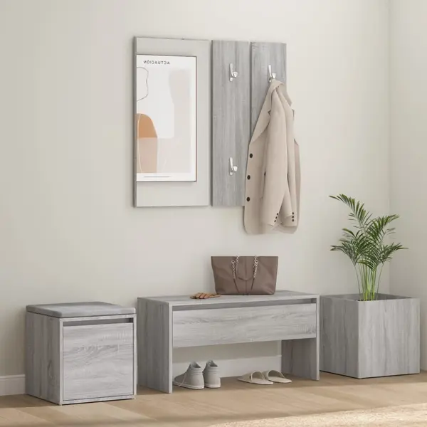 Gossi set de mobilier pentru hol, gri sonoma, lemn prelucrat