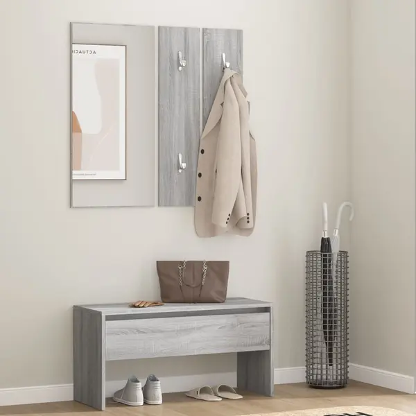 Gossi set de mobilier pentru hol, gri sonoma, lemn prelucrat