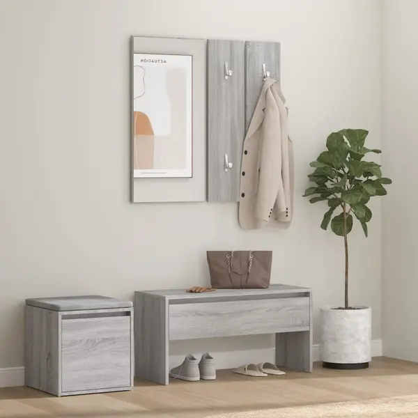 Gossi set de mobilier pentru hol, gri sonoma, lemn prelucrat