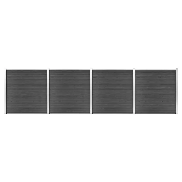 Gossi set de panouri de gard, negru, 699x186 cm, wpc
