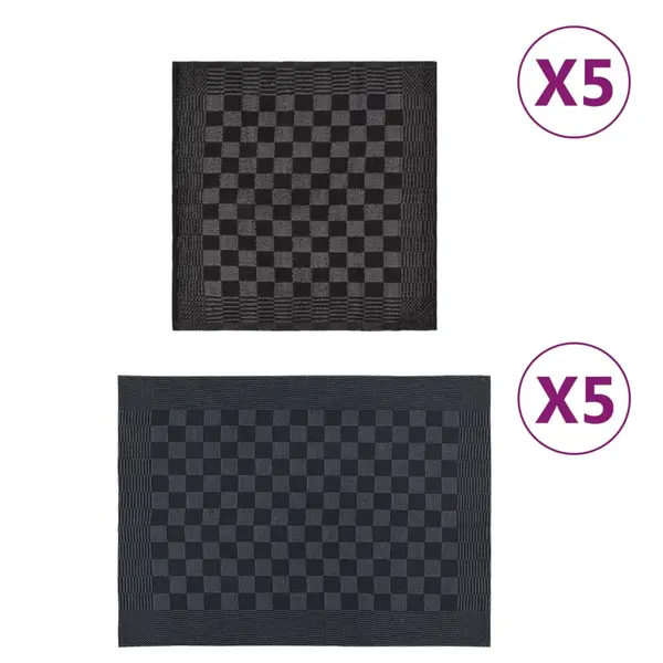Gossi set de prosoape, 10 buc., negru si gri, bumbac