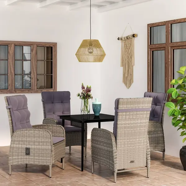 Gossi set de servit masa pentru gradina, 5 piese, gri si negru