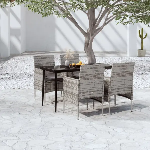 Gossi set de servit masa pentru gradina, 5 piese, gri si negru