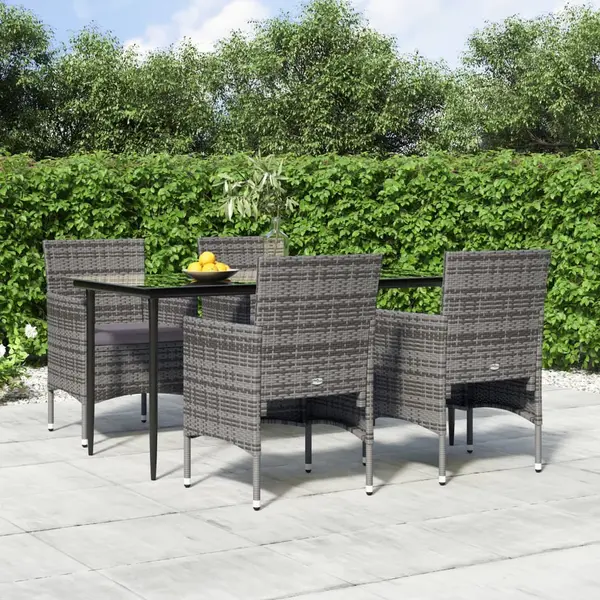 Gossi set de servit masa pentru gradina, 5 piese, gri si negru