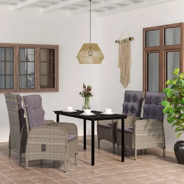 Gossi set de servit masa pentru gradina, 5 piese, gri si negru