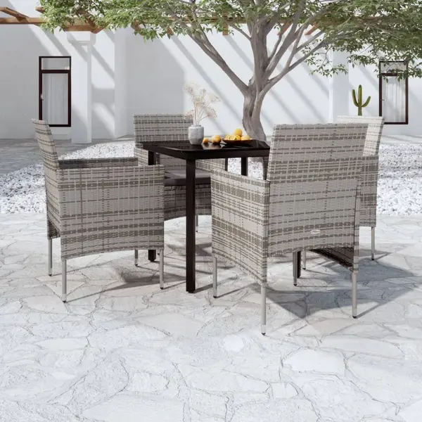 Gossi set de servit masa pentru gradina, 5 piese, gri si negru