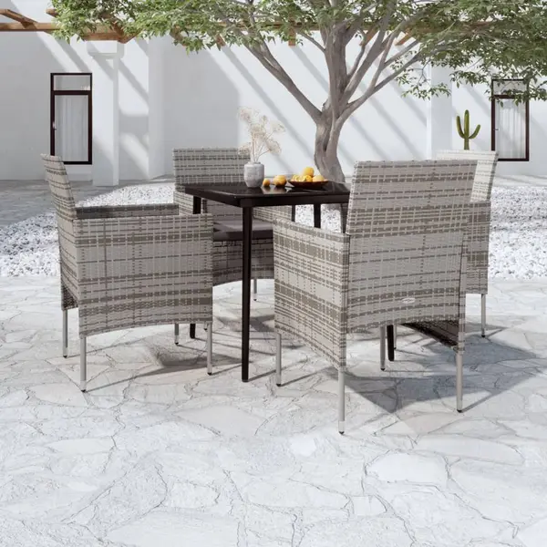 Gossi set de servit masa pentru gradina, 5 piese, gri si negru