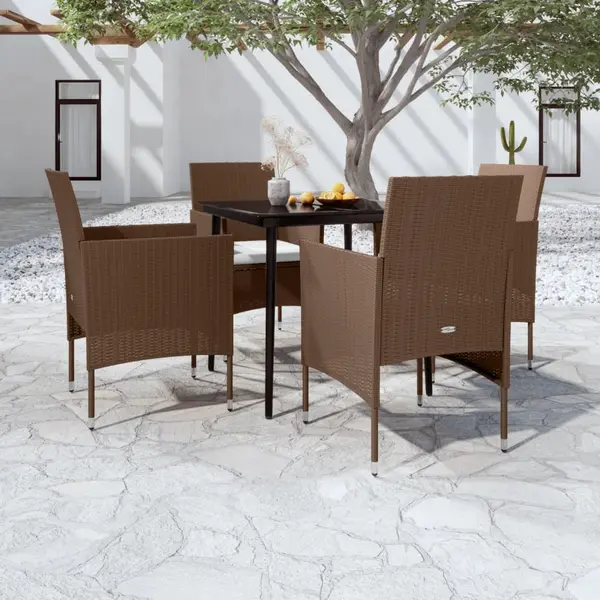 Gossi set de servit masa pentru gradina, 5 piese, maro si negru