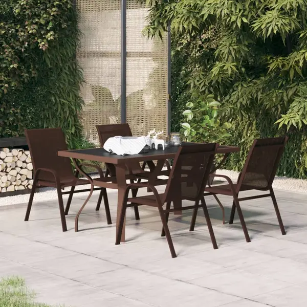 Gossi set de servit masa pentru gradina, 5 piese, maro si negru