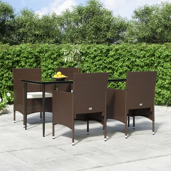 Gossi set de servit masa pentru gradina, 5 piese, maro si negru