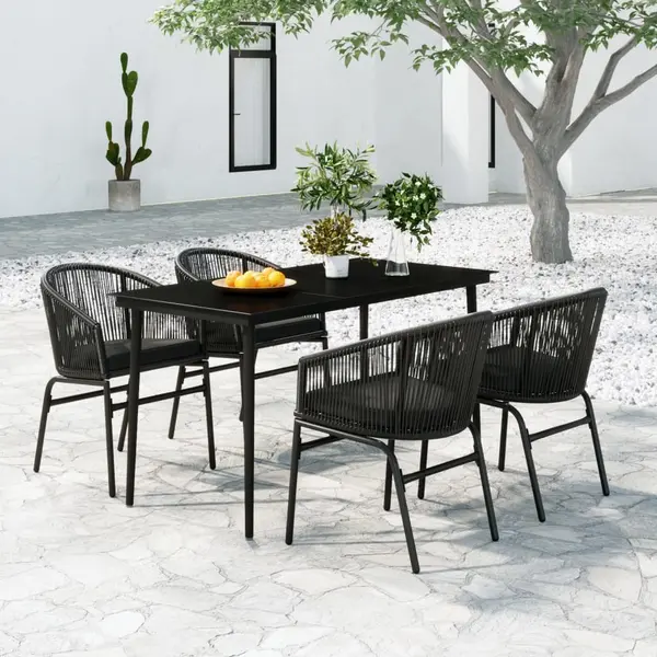 Gossi set de servit masa pentru gradina, 5 piese, negru