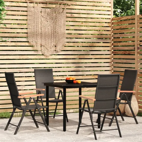 Gossi set de servit masa pentru gradina, 5 piese, negru