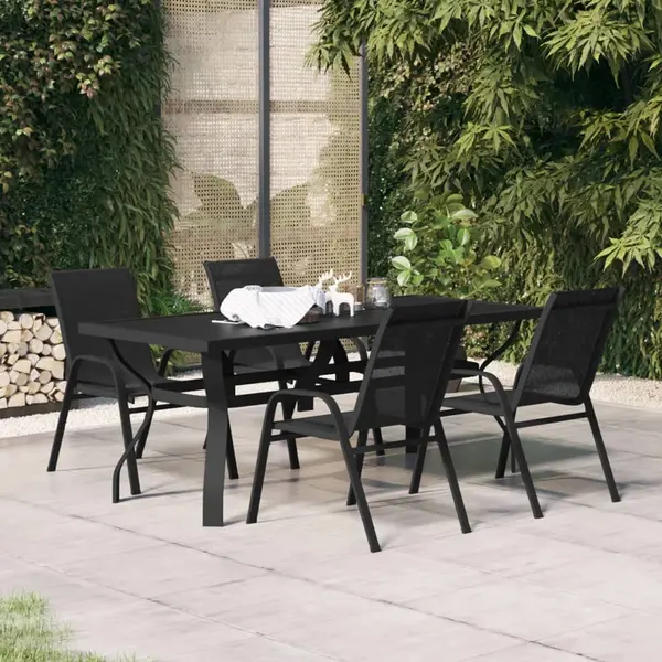 Gossi set de servit masa pentru gradina, 5 piese, negru