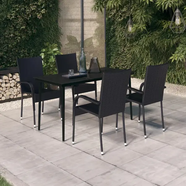 Gossi set de servit masa pentru gradina, 5 piese, negru