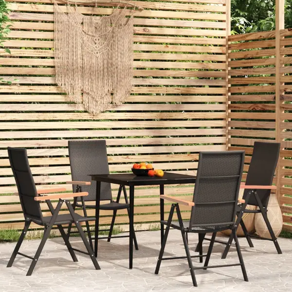 Gossi set de servit masa pentru gradina, 5 piese, negru