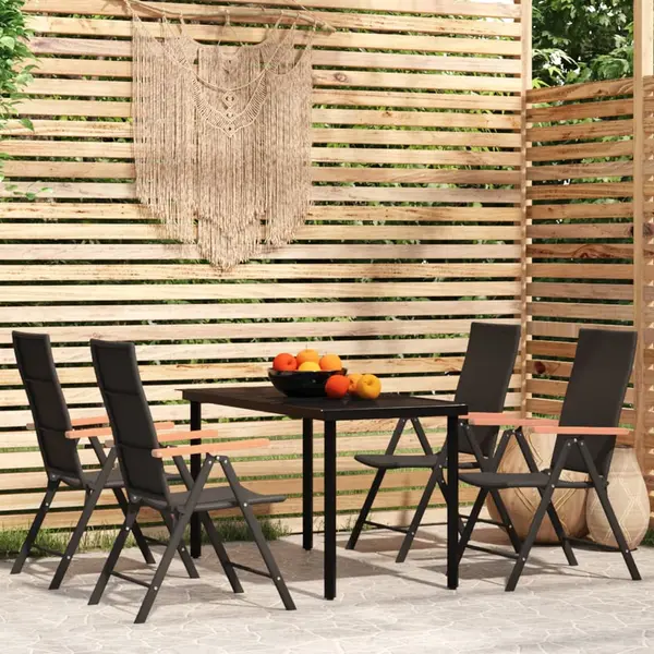 Gossi set de servit masa pentru gradina, 5 piese, negru