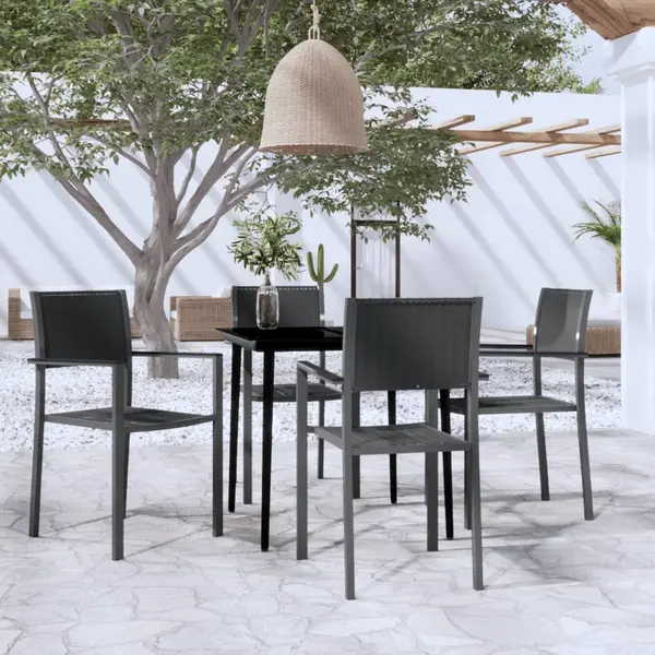 Gossi set de servit masa pentru gradina, 5 piese, negru