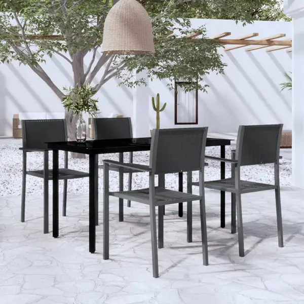 Gossi set de servit masa pentru gradina, 5 piese, negru