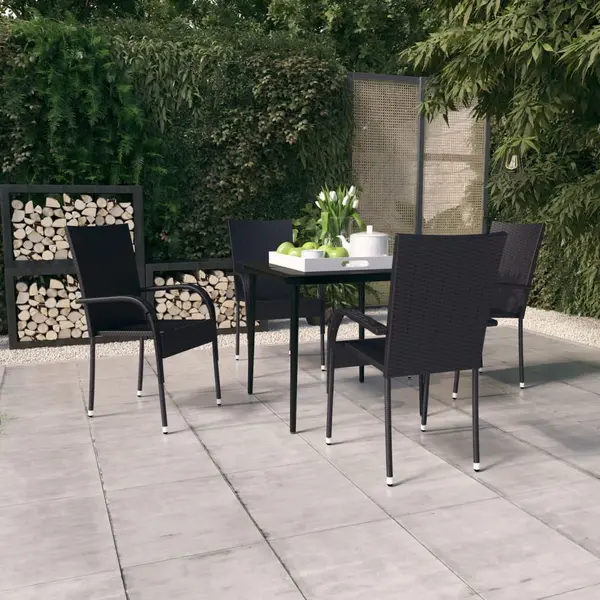 Gossi set de servit masa pentru gradina, 5 piese, negru