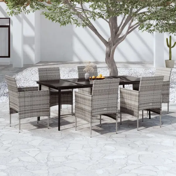 Gossi set de servit masa pentru gradina, 7 piese, gri si negru