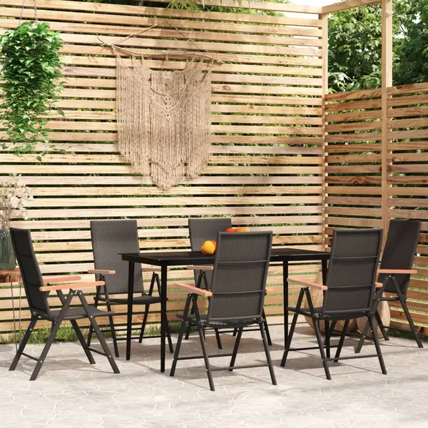 Gossi set de servit masa pentru gradina, 7 piese, negru