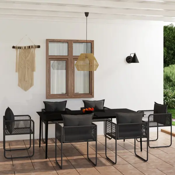 Gossi set de servit masa pentru gradina, 7 piese, negru