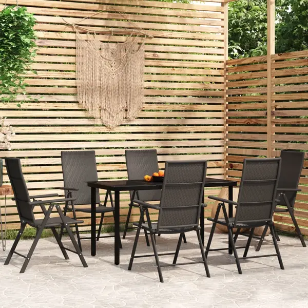 Gossi set de servit masa pentru gradina, 7 piese, negru