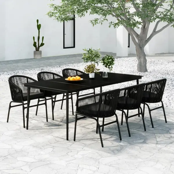 Gossi set de servit masa pentru gradina, 7 piese, negru