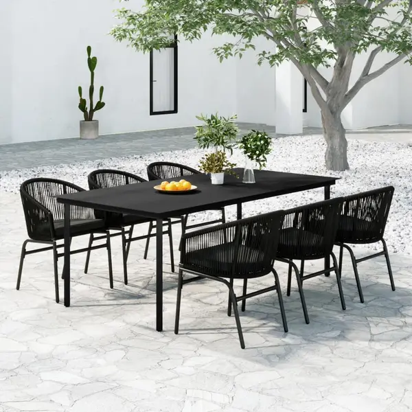 Gossi set de servit masa pentru gradina, 7 piese, negru