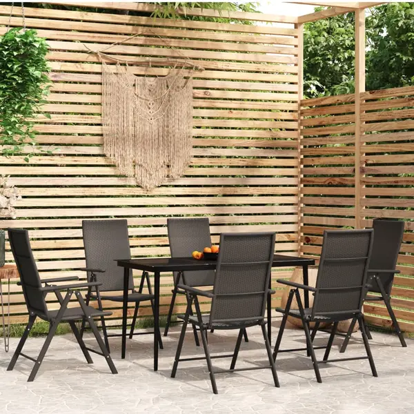 Gossi set de servit masa pentru gradina, 7 piese, negru