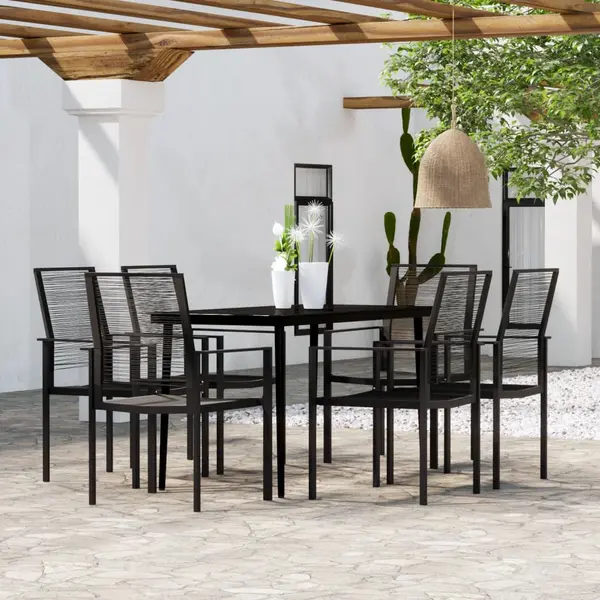 Gossi set de servit masa pentru gradina, 7 piese, negru
