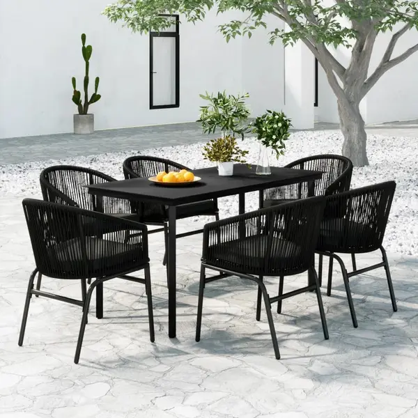 Gossi set de servit masa pentru gradina, 7 piese, negru