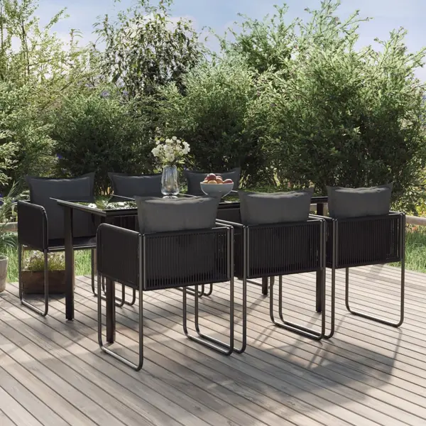 Gossi set de servit masa pentru gradina, 7 piese, negru
