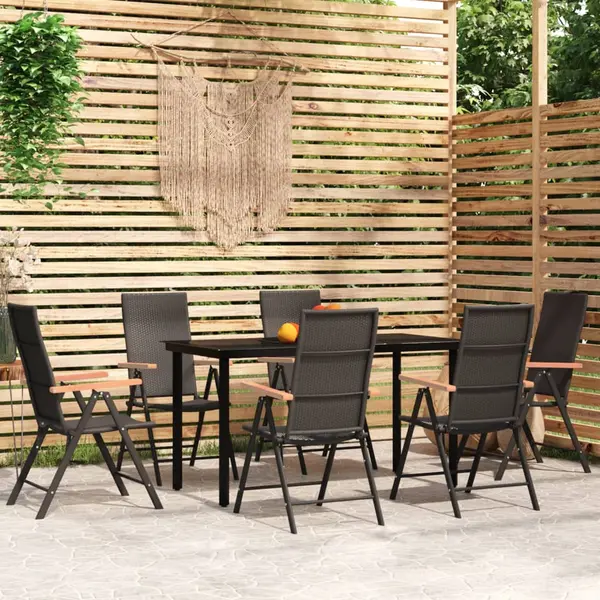 Gossi set de servit masa pentru gradina, 7 piese, negru