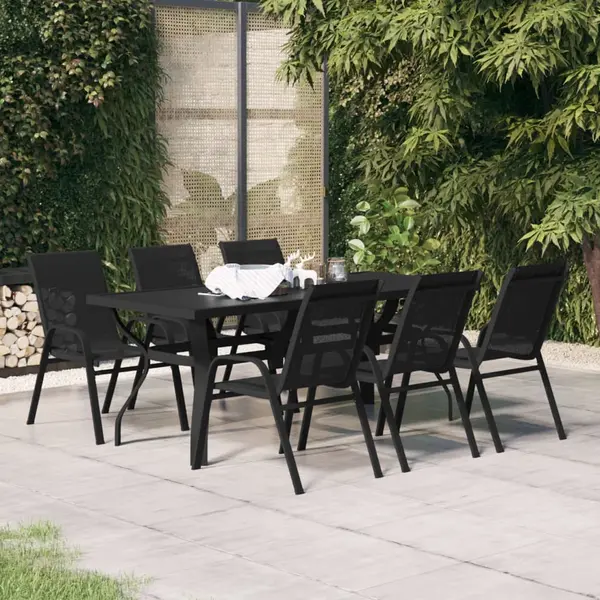 Gossi set de servit masa pentru gradina, 7 piese, negru