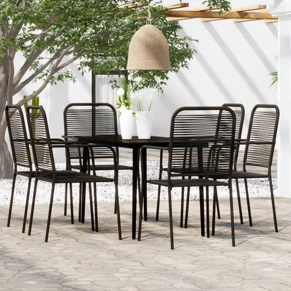 Gossi set de servit masa pentru gradina, 7 piese, negru