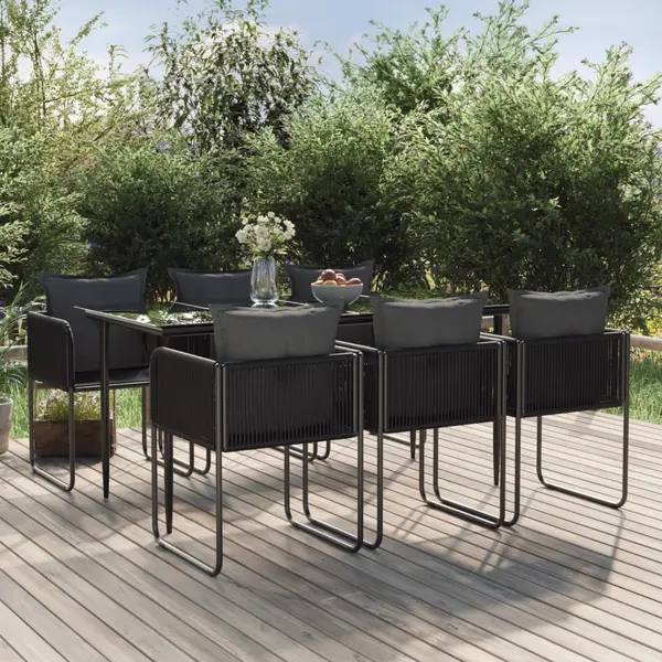 Gossi set de servit masa pentru gradina, 7 piese, negru