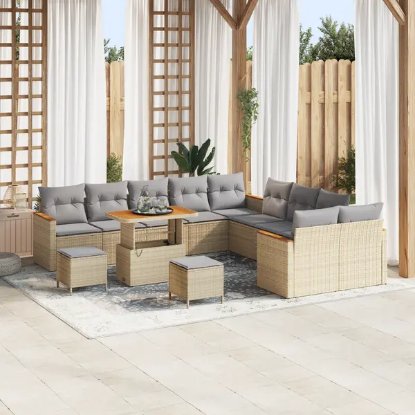 Gossi set de sofa de gradina cu 13 piese bej ratan acacia