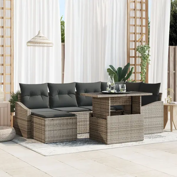 Gossi set de sofa de gradina cu perne gri din ratan policarbonat
