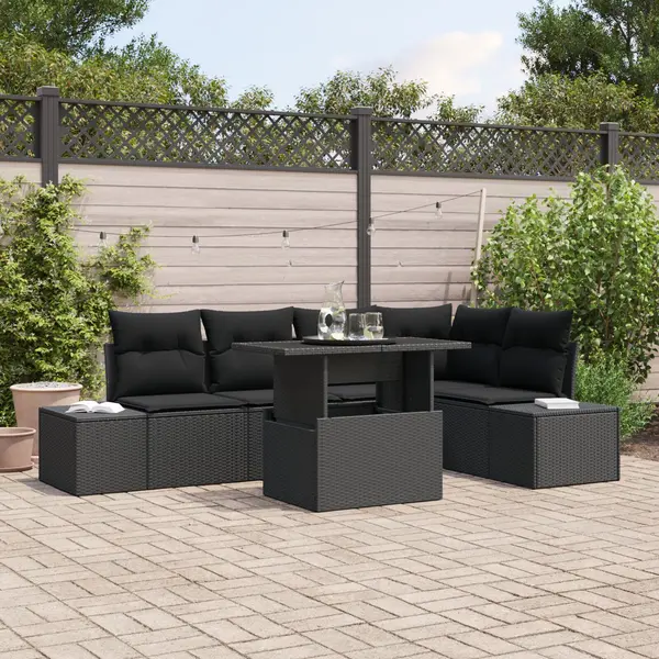 Gossi set de sofa de gradina din 6 piese cu perne poliratan negru