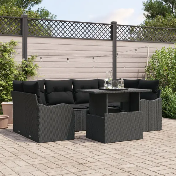 Gossi set de sofa pentru gradina cu pernute negre din poliratan, Gossi sofa pentru gradina cu pernute negre din poliratan pentru 2 persoane