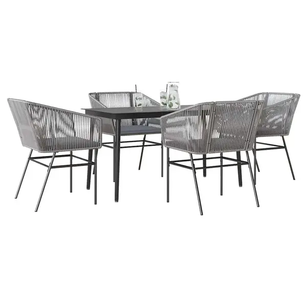 Gossi set de sufragerie de gradina 5 piese sticla poliratan gri