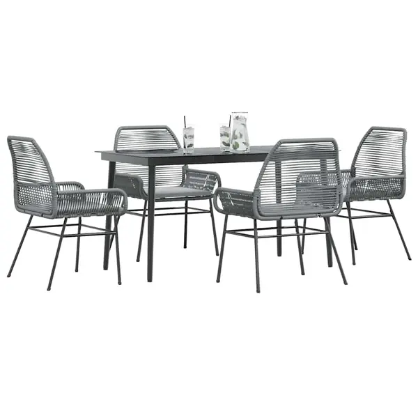 Gossi set de sufragerie de gradina 5 piese sticla poliratan gri