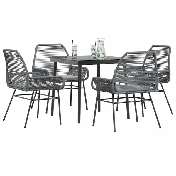 Gossi set de sufragerie de gradina 5 piese sticla poliratan gri