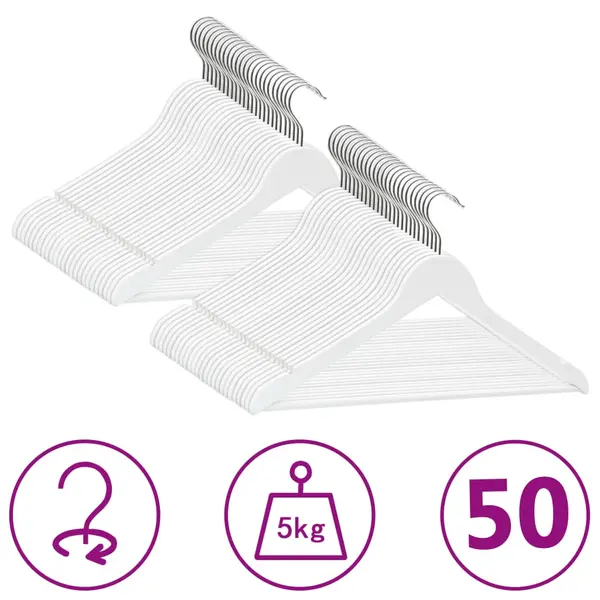 Gossi set de umerase anti-alunecare, 50 buc. alb, lemn esenta tare