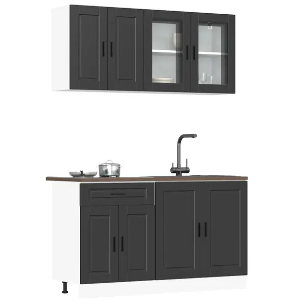 Gossi set dulap de bucatarie 4 piese „kalmar” lemn negru prelucrat