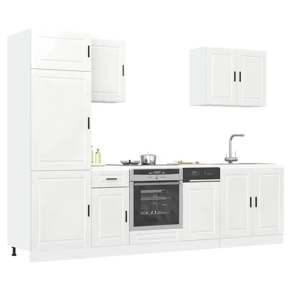 Gossi set dulap de bucatarie 7 piese „kalmar” alb lucios lemn