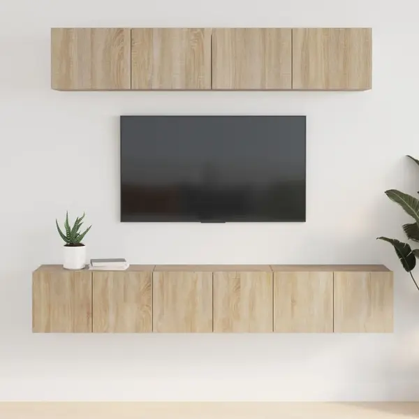 Gossi set dulap tv, 5 piese, stejar sonoma, lemn prelucrat