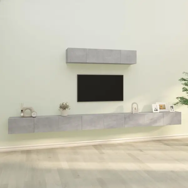 Gossi set dulap tv, 6 piese, gri beton, lemn prelucrat